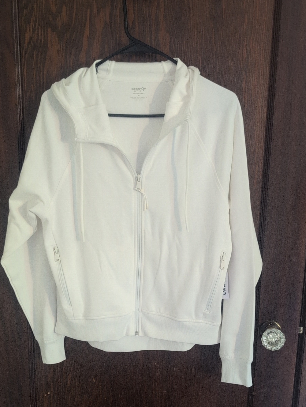 Old Navy Women's White Full-Zip Hooded Sweatshirt